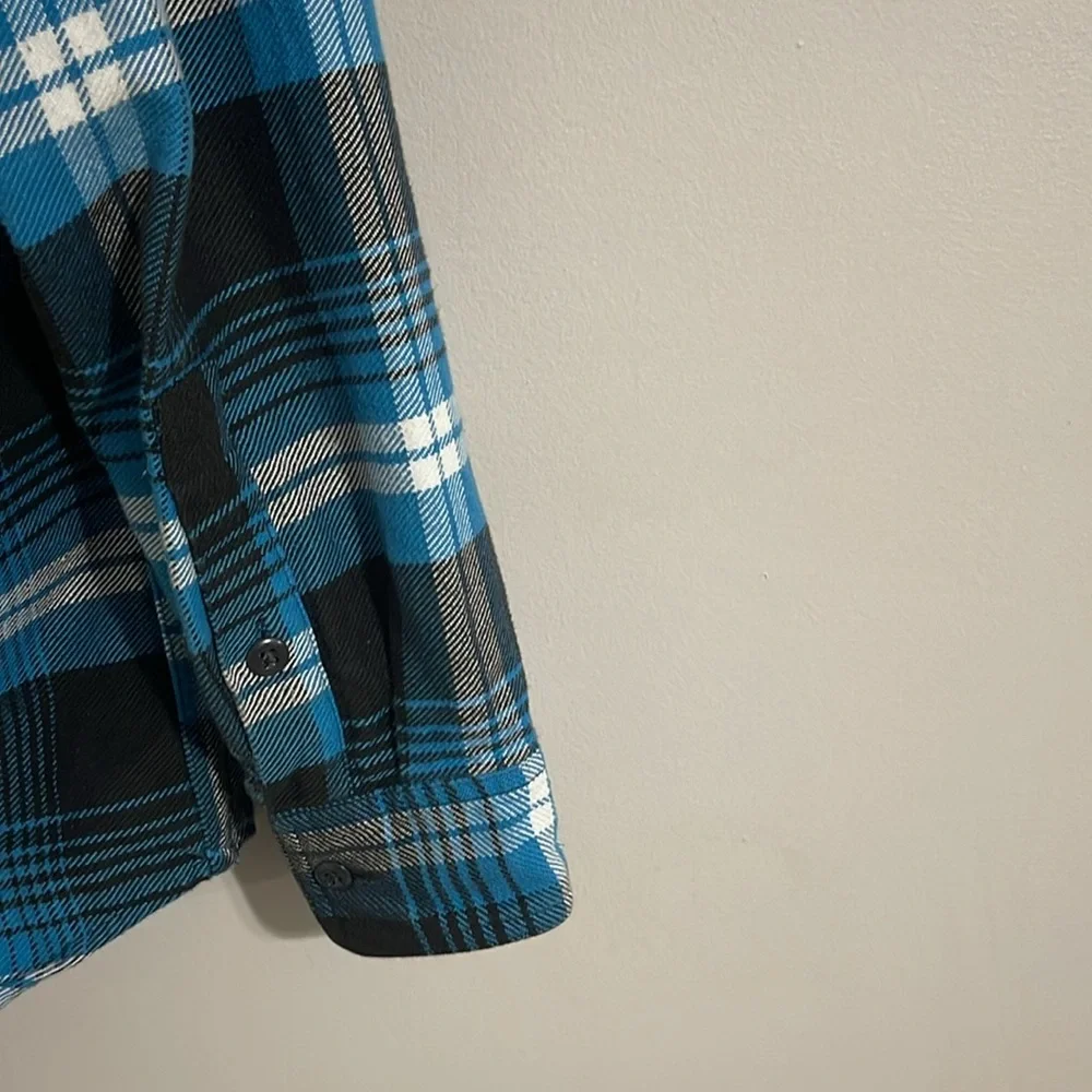 FILSON VINTAGE FLANNEL WORK SHIRT BLUE/BLACK/MULTI PLAID Large